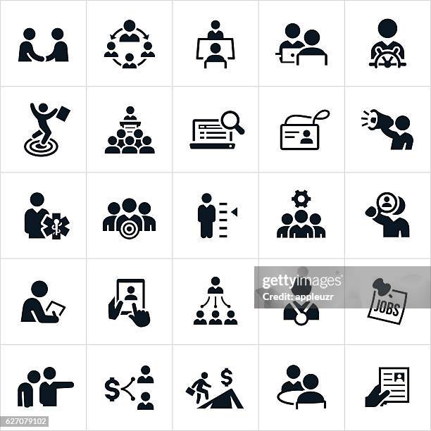 human resources and recruiting icons - skill stock illustrations
