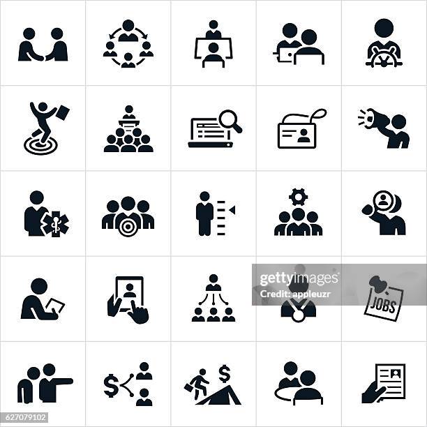 human resources and recruiting icons - interview stock illustrations