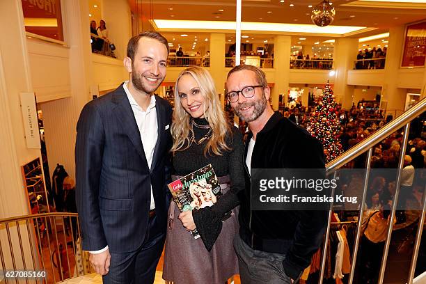 Timo Weber, Anne Meyer-Minnemann and Marcus Luft attend the GALA Christmas Shopping Night 2016 at Alsterhaus on December 1, 2016 in Hamburg, Germany.