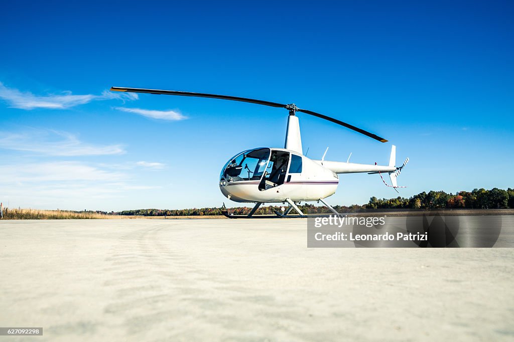 Helicopter ready for departure at Heliport