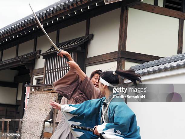 toei kyoto studio park in kyoto, japan. - samurai stock pictures, royalty-free photos & images