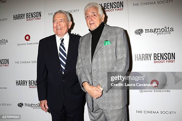 Dan Rather and Harry Benson attend Magnolia Pictures & The Cinema Society host the premiere of "Harry Benson: Shoot First" at the Beekman Theatre on...