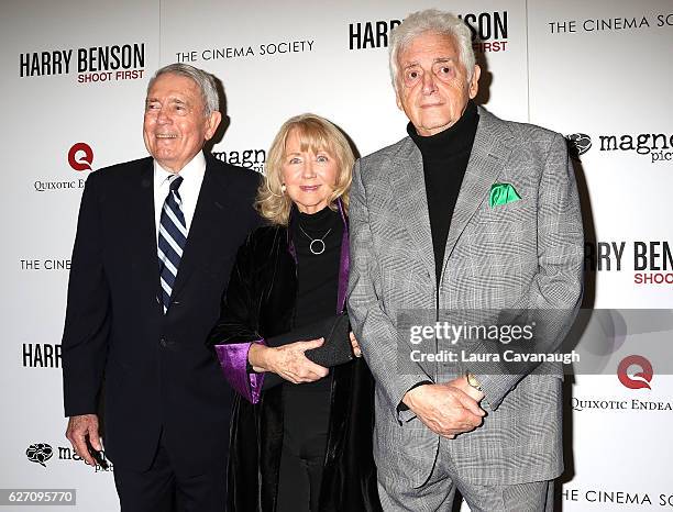 Dan Rather, Gigi Benson and Harry Benson attend Magnolia Pictures & The Cinema Society host the premiere of "Harry Benson: Shoot First" at the...