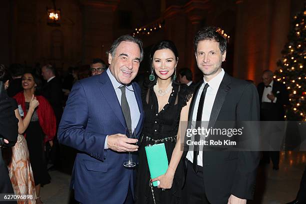 Oliver Stone, Wendi Murdoch and Bennett Miller attend the Berggruen Prize Gala Honoring Philosopher Charles Taylor at New York Public Library on...