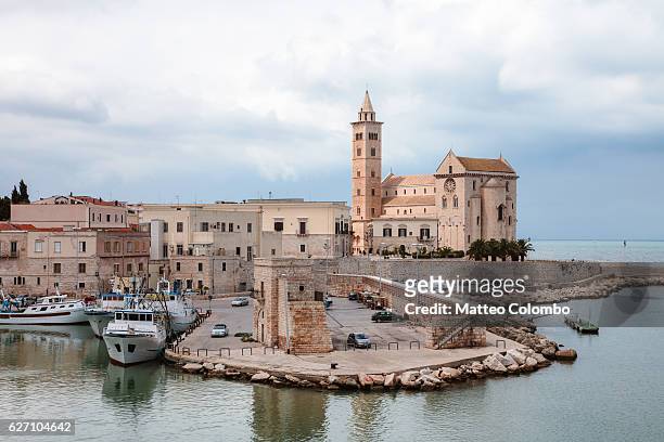 harbour and cathedral, trani, apulia, italy - otranto stock pictures, royalty-free photos & images