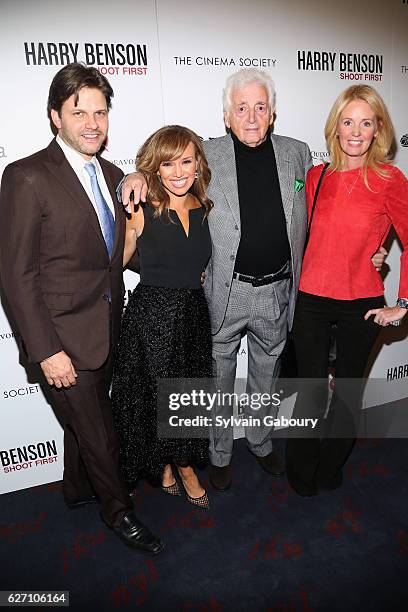 Matthew Miele, Sara Gore, Harry Benson and Wendy Benson-Landes attend Magnolia Pictures & The Cinema Society Host the Premiere of "Harry Benson:...