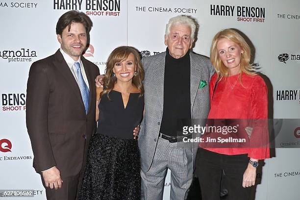 Director Matthew Miele, tv personality Sara Gore, photographer Harry Benson and Wendy Benson-Landes attend the premiere of "Harry Benson: Shoot...