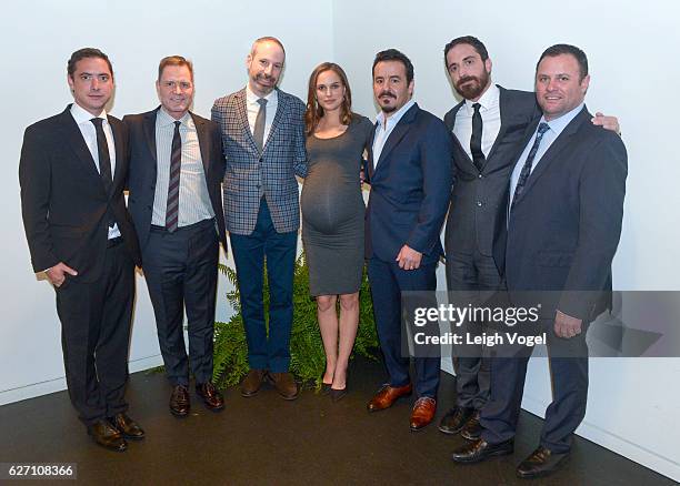 Juan de Dios Larrain, Mickey Liddell, Noah Oppenheim, Natalie Portman, Max Casella, Pablo Larrain, and Scott Franklin attend the "Jackie" Washington,...