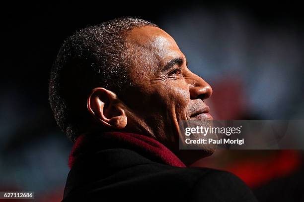 President Barack Obama attends the 94th Annual National Christmas Tree Lighting Ceremony on the Ellipse in President's Park on December 1, 2016 in...