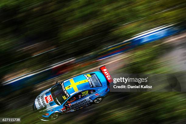 Scott McLaughlin drives the Wilson Security Racing GRM Volvo S60 during practice for the Sydney 500, which is part of the Supercars Championship at...