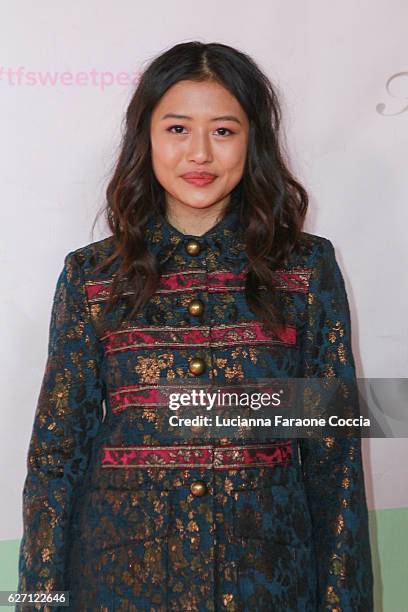 Actress Haley Tju attends Too Faced Cosmetics launch of their Sweet Peach Collection for spring 2017 at The Lot on December 1, 2016 in West...