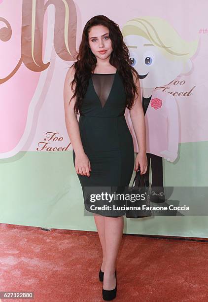 Actress Brenna D'Amico attends Too Faced Cosmetics launch of their Sweet Peach Collection for spring 2017 at The Lot on December 1, 2016 in West...