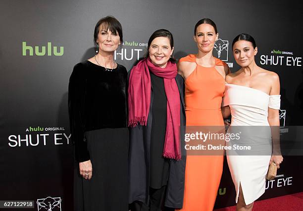 Mel Harris, Isabella Rossellini, KaDee Strickland, and Emmanuelle Chriqui attend the premiere of Hulu's "Shut Eye" at ArcLight Hollywood on December...