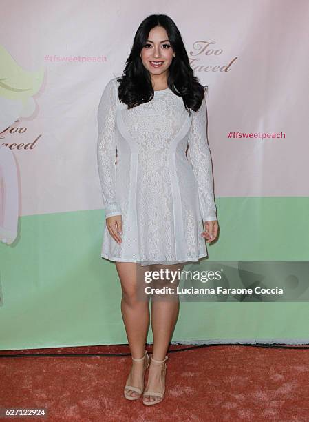 Singer/songwriter Stephanie Carcache attends Too Faced Cosmetics launch of their Sweet Peach Collection for spring 2017 at The Lot on December 1,...