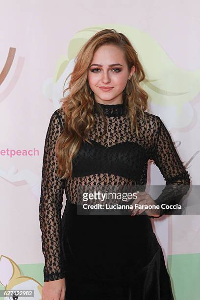 Actress Sophie Reynolds attends Too Faced Cosmetics launch of their Sweet Peach Collection for spring 2017 at The Lot on December 1, 2016 in West...