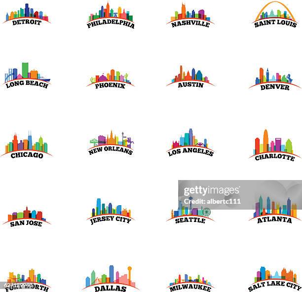 ilustraciones, imágenes clip art, dibujos animados e iconos de stock de superposición de paisajes urbanos americanos - charlotte carolina del norte