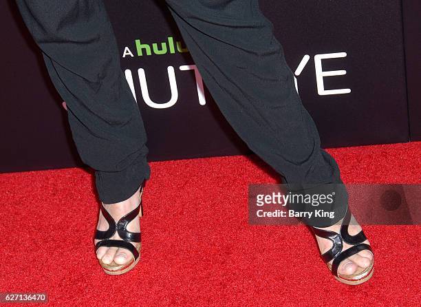 Actress Susan Misner, shoe detail, attends the premiere of Hulu's 'Shut Eye' at ArcLight Hollywood on December 1, 2016 in Hollywood, California.