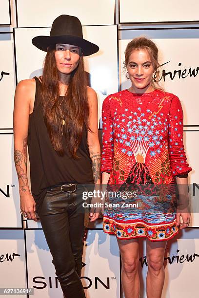 Tasya van Ree and Chelsea Leyland attend Interview, Simon & Tasya van Ree Celebrate Miami: Curated @ArtBasel at Kaskades South Beach on December 1,...