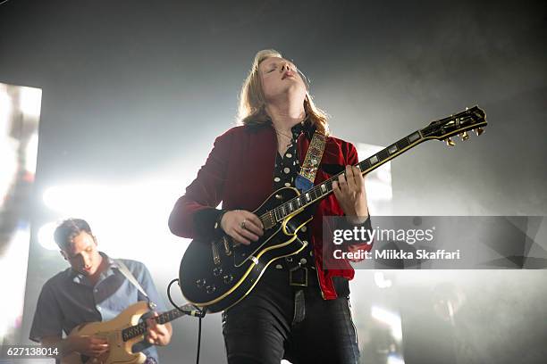Guitarist and vocalist Alex Trimble and guitarist Sam Halliday of Two Door Cinema Club perform at Fox Theater on December 1, 2016 in Oakland,...