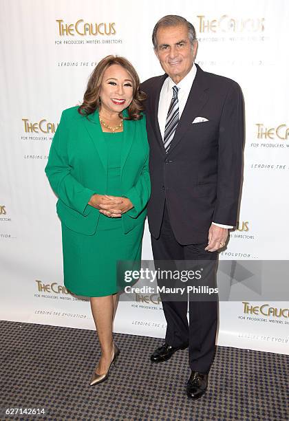 Tanya Hart and Robert Papazian arrive at Caucus for Producers, Writers and Directors' 34th Annual Caucus Awards Dinner at Skirball Cultural Center on...