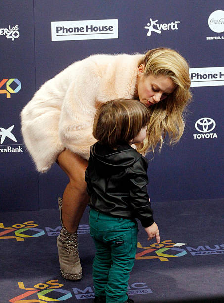 Shakira with her son Sasha Pique attend the gala of Los 40 Music Awards 2016 on December 1, 2016 in Barcelona, Spain.