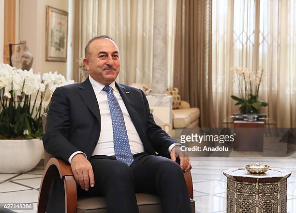 Turkish Foreign Minister Mevlut Cavusoglu is seen during a meeting with Lebanese Prime Minister Tammam Salam in Beirut, Lebanon on December 02, 2016.