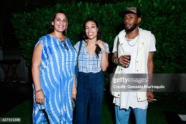 Isabel Celeste, Rosario Dawson and Mos Def at the Cocktails and Dinner to Celebrate the Release of Matthew Chevallard from Del Toro x The Surf Lodge...