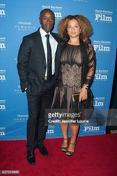 Actors Don Cheadle and Bridgid Coulter arrive at the Santa Barbara International Film Festival honors Warren Beatty with the 11th Annual Kirk Douglas...