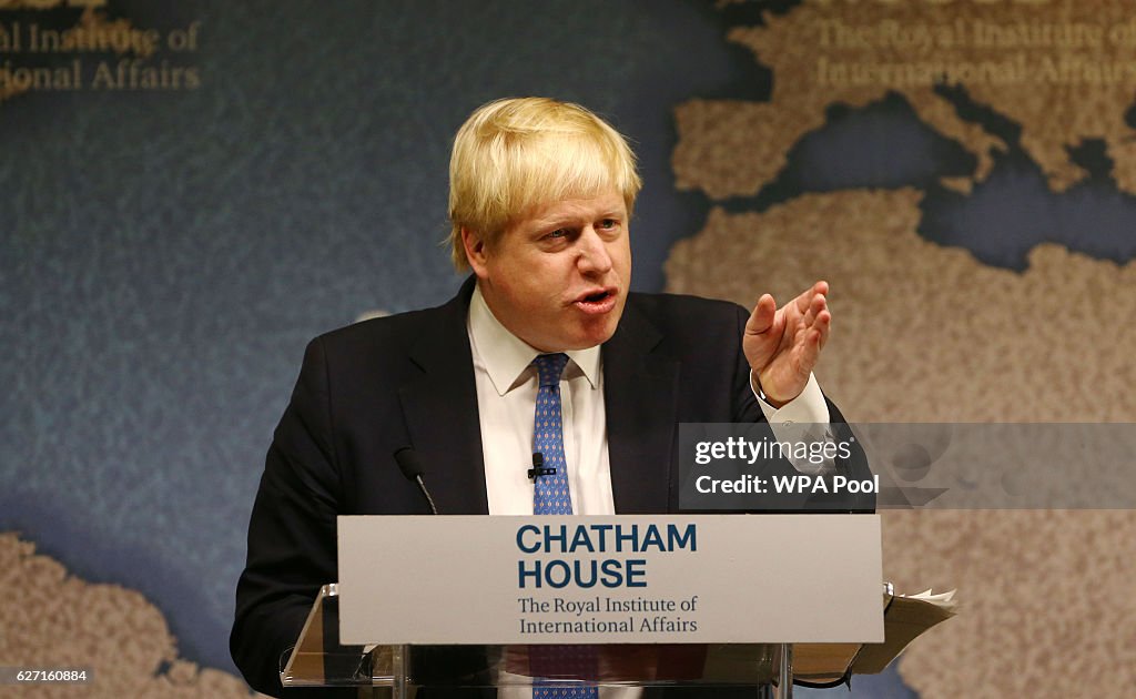 Boris Johnson Addresses Think Tank On The UK And Brexit