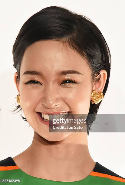 Actress Ayame Gouriki attends the photo call during the Escada 2017 S/S Runway at the Grand Hyatt Hotel on December 2, 2016 in Tokyo, Japan.
