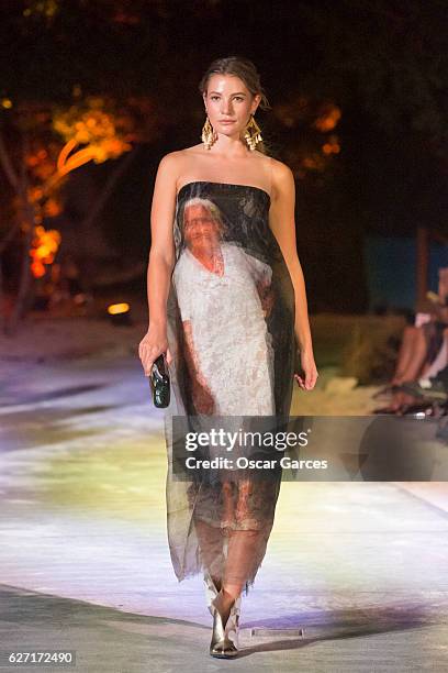 Model walks the runway during Silvia Tcherassi show as part of Aruba Fashion Week 2016 at Expo Oranjestad on December 01, 2016 in Oranjestad, Aruba.