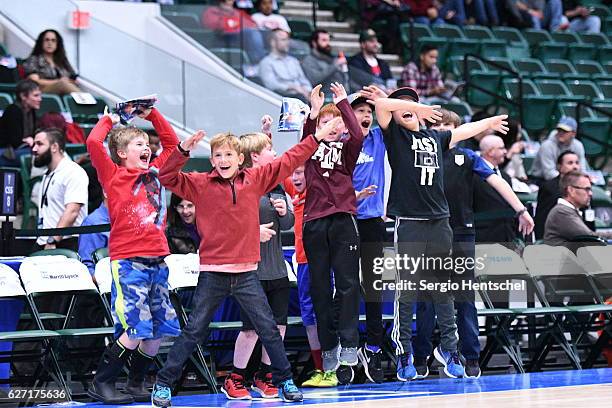 Young fans of the Texas Legends celebrate during the game against the Greensboro Swarm at The Dr Pepper Arena on December 1, 2016 in Frisco, Texas....