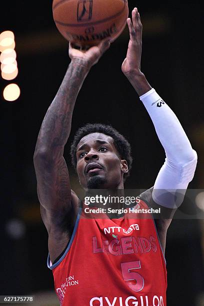 Manny Harris of the Texas Legends shoots a free throw during game against the Greensboro Swarm at The Dr Pepper Arena on December 01, 2016 in Frisco,...