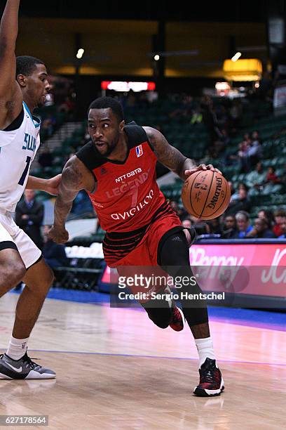 Tony Wroten of the Texas Legends handles the ball against the Greensboro Swarm at The Dr Pepper Arena on December 01, 2016 in Frisco, Texas. NOTE TO...