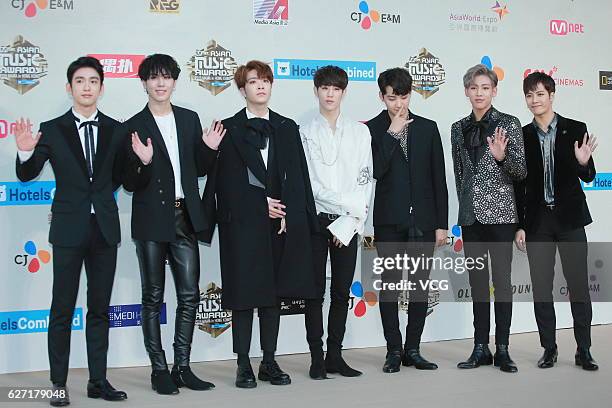 Got7 arrives at the red carpet during the 2016 Mnet Asian Music Awards at AsiaWorld-Expo on December 2, 2016 in Hong Kong, Hong Kong.