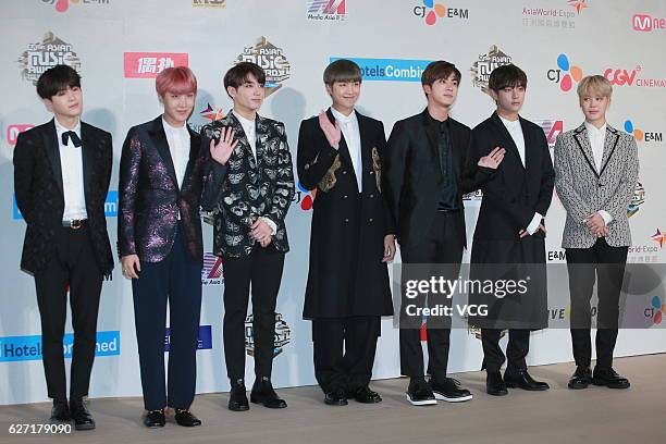 Arrives at the red carpet during the 2016 Mnet Asian Music Awards at AsiaWorld-Expo on December 2, 2016 in Hong Kong, Hong Kong.