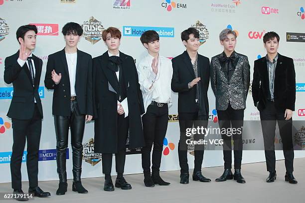 Got7 arrives at the red carpet during the 2016 Mnet Asian Music Awards at AsiaWorld-Expo on December 2, 2016 in Hong Kong, Hong Kong.