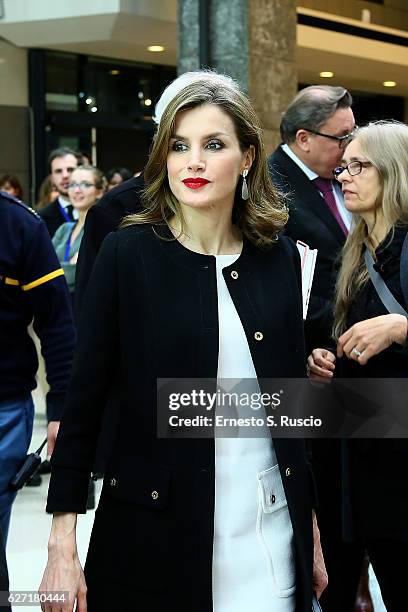 Queen Letizia of Spain attends the International Symposium: Sustainable Food Systems In Favor Of Healthy Diets And The Improvements Off Nutrition at...