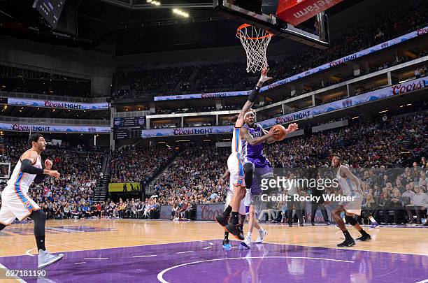Ty Lawson of the Sacramento Kings goes up for the shot against the Oklahoma City Thunder on November 23, 2016 at Golden 1 Center in Sacramento,...