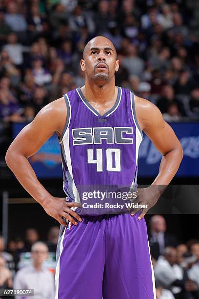 Arron Afflalo of the Sacramento Kings looks on during the game against the Oklahoma City Thunder on November 23, 2016 at Golden 1 Center in...