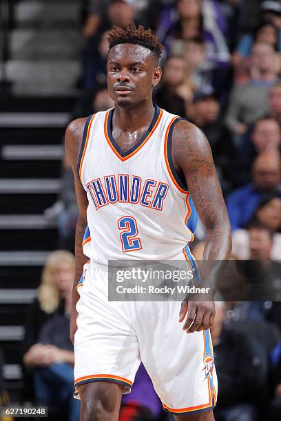 Anthony Morrow of the Oklahoma City Thunder looks on during the game against the Sacramento Kings on November 23, 2016 at Golden 1 Center in...