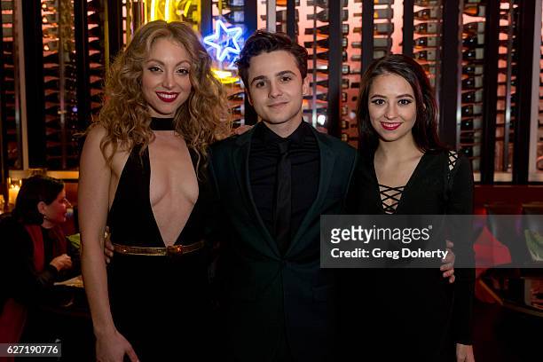 Actors Leah Gibson, Dylan Schmid and Havana Guppy attend the Premiere Of Hulu's "Shut Eye" After Party at The Paley Restaurant on December 1, 2016 in...