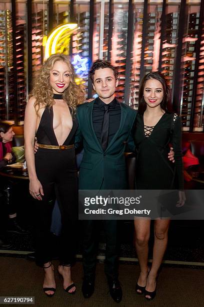 Actors Leah Gibson, Dylan Schmid and Havana Guppy attend the Premiere Of Hulu's "Shut Eye" After Party at The Paley Restaurant on December 1, 2016 in...