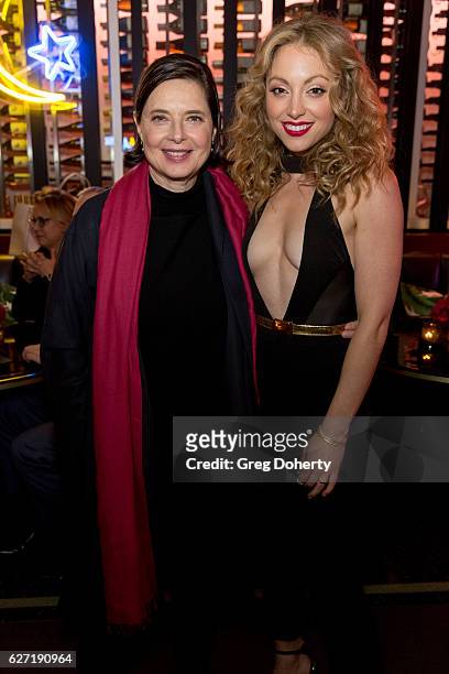 Actresses Isabella Rossellini and Leah Gibson attend the Premiere Of Hulu's "Shut Eye" After Party at The Paley Restaurant on December 1, 2016 in...