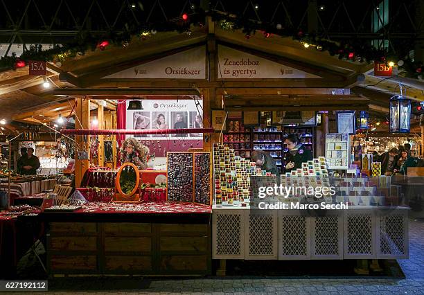 Stall keepers wait for customers at the Christmas market in the City Centre on December 2, 2016 in Budapest, Hungary. The traditional Christmas...