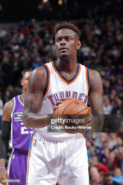 Anthony Morrow of the Oklahoma City Thunder attempts a free throw shot against the Sacramento Kings on November 23, 2016 at Golden 1 Center in...