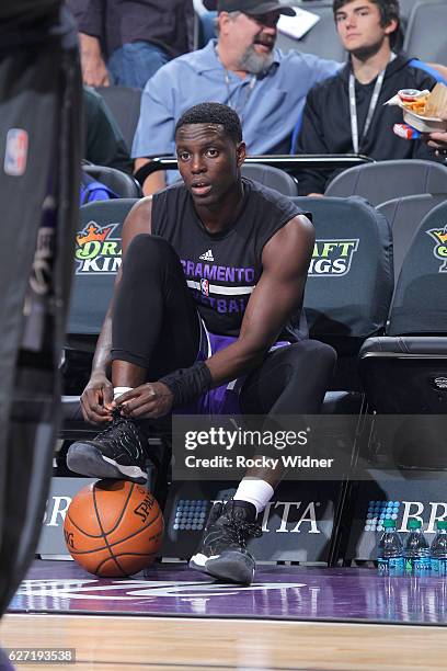 Darren Collison of the Sacramento Kings warms up against the Oklahoma City Thunder on November 23, 2016 at Golden 1 Center in Sacramento, California....