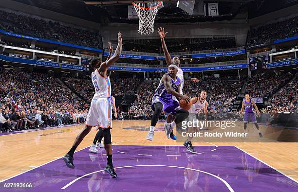 Ty Lawson of the Sacramento Kings goes up for the shot against the Oklahoma City Thunder on November 23, 2016 at Golden 1 Center in Sacramento,...