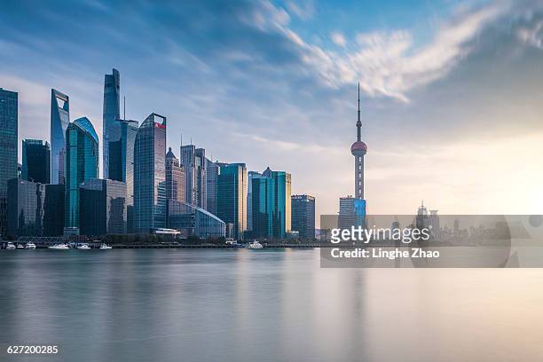 shanghai skyline - shanghai stock pictures, royalty-free photos & images