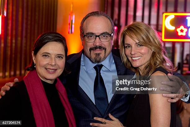 Actors Isabella Rossellini, David Zayas and Susan Misner attend the Premiere Of Hulu's "Shut Eye" After Party at The Paley Restaurant on December 1,...
